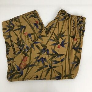 Vintage 90’s Y2K Clio Asian Bamboo Print Crop Pants Yellow Green Women’s Size M